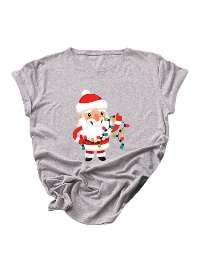 Santa Claus Printed T-Shirt Grey/White/Red - Image 1