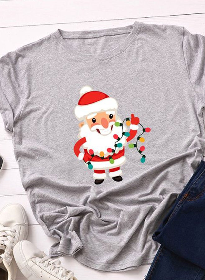 Santa Claus Printed T-Shirt Grey/White/Red - Image 2