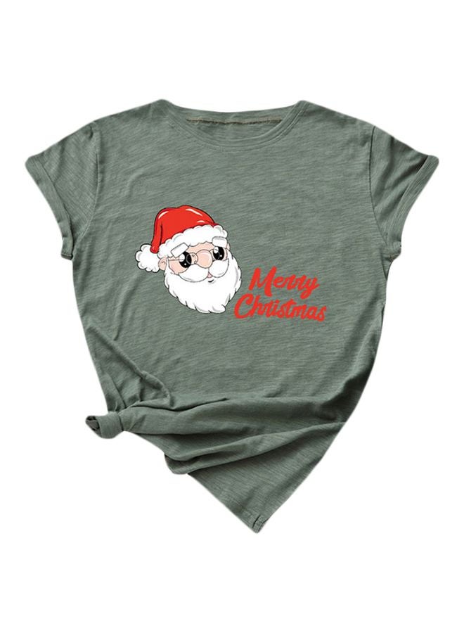 Santa Claus Printed T-Shirt Green/White/Red - Image 1