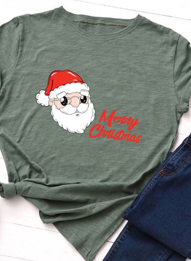 Santa Claus Printed T-Shirt Green/White/Red - Image 2
