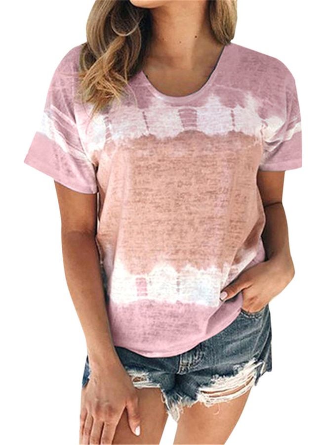 Dye Pattern T-Shirt Pink/White/Beige 