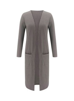 Knitted Open Front Cardigan Grey