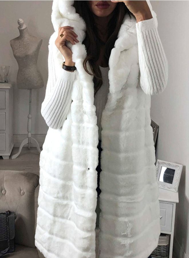 Solid Fluffy Jacket White - Image 4