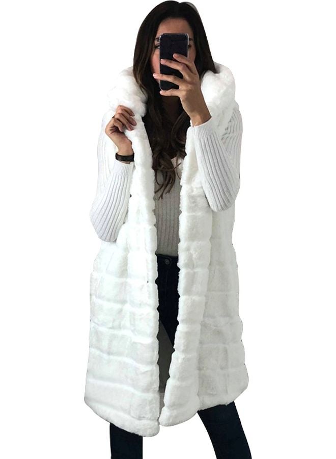 Solid Fluffy Jacket White - Image 2