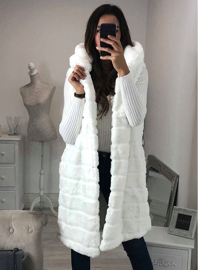Solid Fluffy Jacket White - Image 3