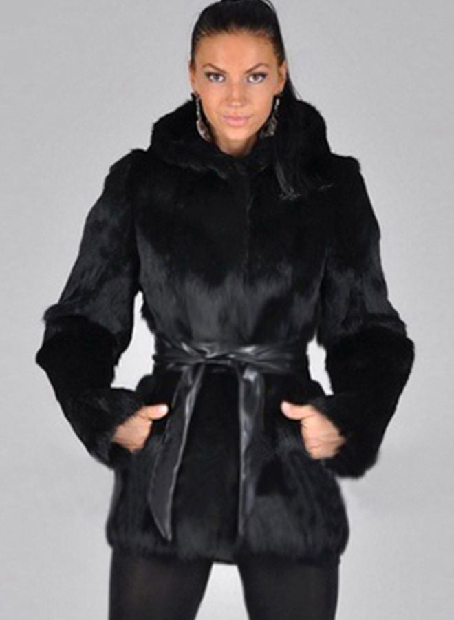 Solid Fluffy Coat Black - Image 1