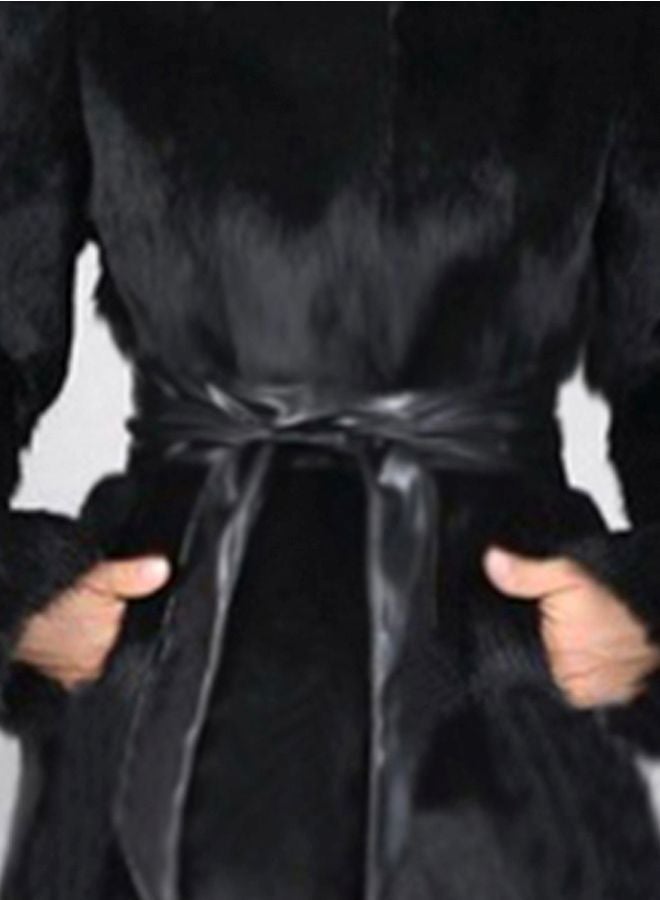 Solid Fluffy Coat Black - Image 3