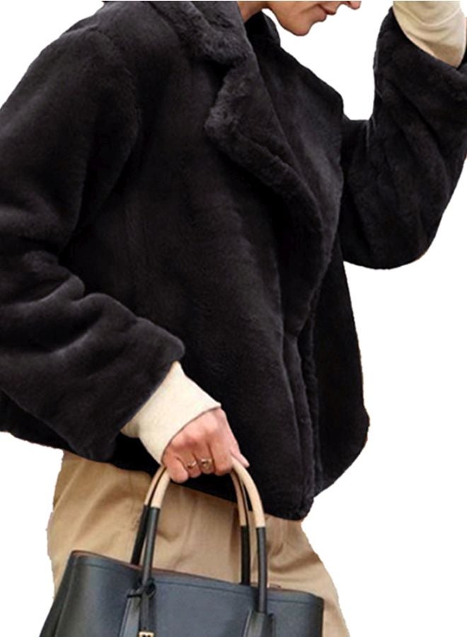Solid Fluffy Jacket Dark Coffee - Image 5
