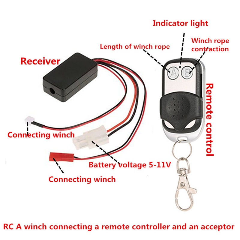 Generic - 1/10 Steel Wired Automatic Crawler Winch Control System And Wireless Remote Receiver For Traxxas HSI TAMIYA CC01 Axial SCX10 RC4WD D90 RC Crawler 13 X 4 X 8cm - Image 1