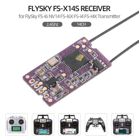جهاز استقبال بتردد 2.4 جيجاهرتز طراز FS-X14 لجهاز الإرسال فلاي سكاي FS-I6 NV14 FS-I6X FS-I4 FS-I4X 10 X 2.5 X 7سم