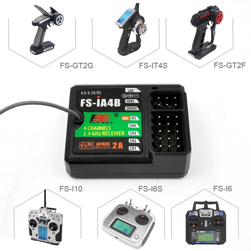 Flysky - FS-iA4B RC Car Boat 2.4GHz Receiver For FS-I10 FS-I6 FS-GT2F FS-GT2G FS-IT4S FS-I6S System Remote Controller 4 X 1.5 X 3cm - Image 1