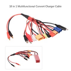 10 in 1 Lipo Battery Multi Charging Plug Convert Charger Cable For Traxxas HSP Redcat RC4WD Tamiya Axial SCX10 D90 HPI RC Car Drone Toys 18.5 X 3 X 9.5cm