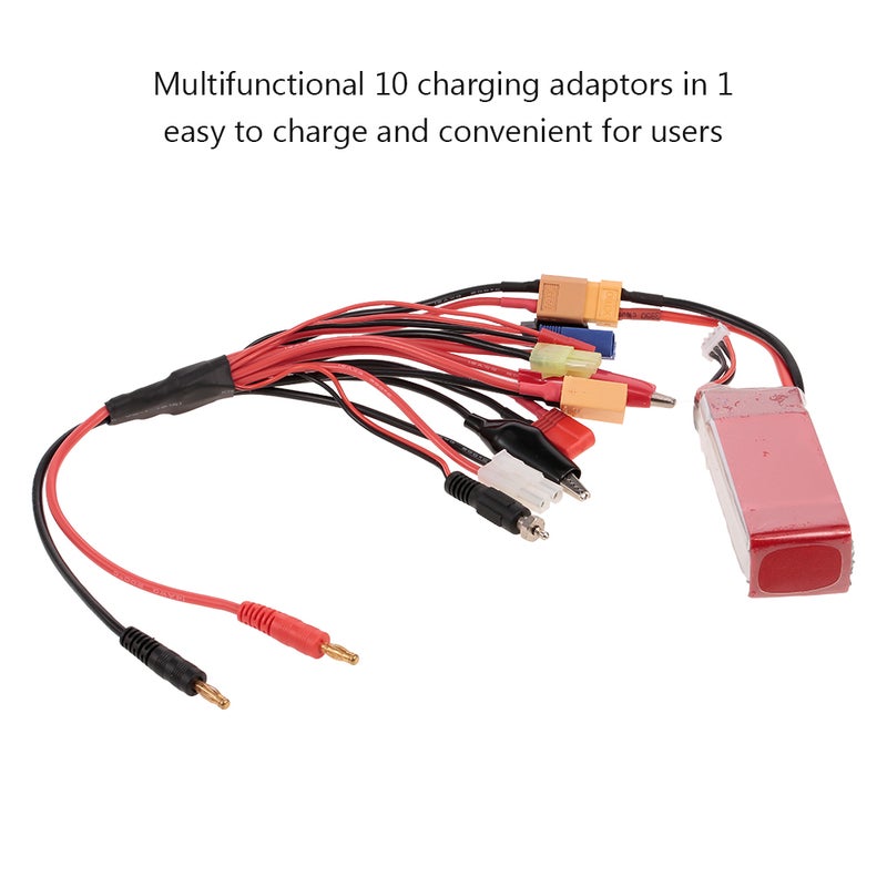 Generic - 10 in 1 Lipo Battery Multi Charging Plug Convert Charger Cable For Traxxas HSP Redcat RC4WD Tamiya Axial SCX10 D90 HPI RC Car Drone Toys 18.5 X 3 X 9.5cm - Image 1