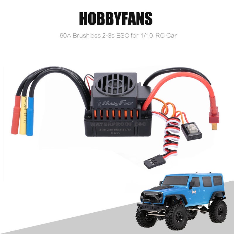 Hobbyfans - 60A Brushless ESC With BEC For 1:10 RC Car Off-Road Buggy Monster 10 X 6 X 8cm - Image 1