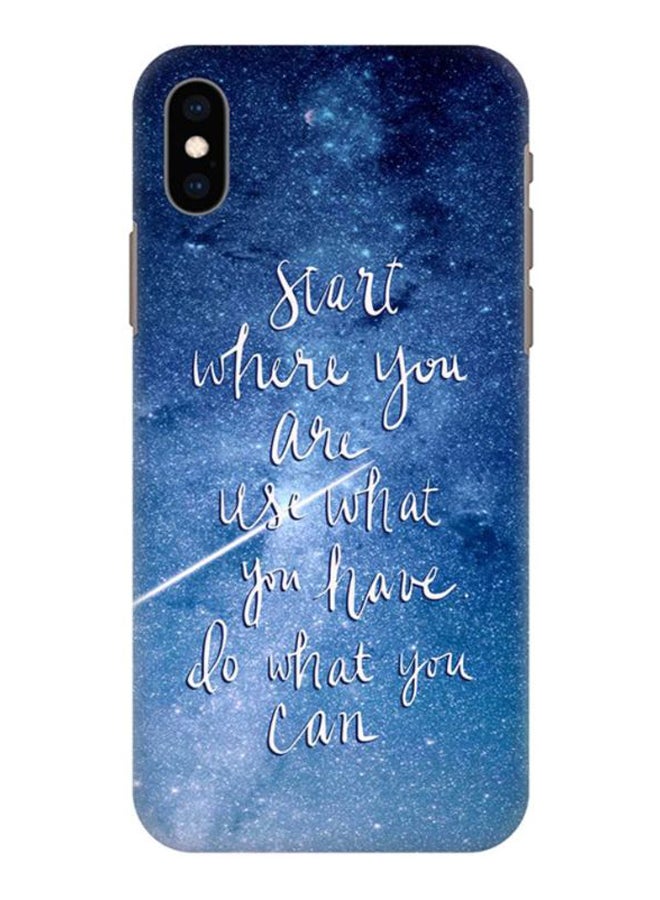 غطاء حماية واقٍ مطبوع عليه عبارة "Start Use Do" لهاتف أبل آيفون XS ماكس أزرق / أبيض