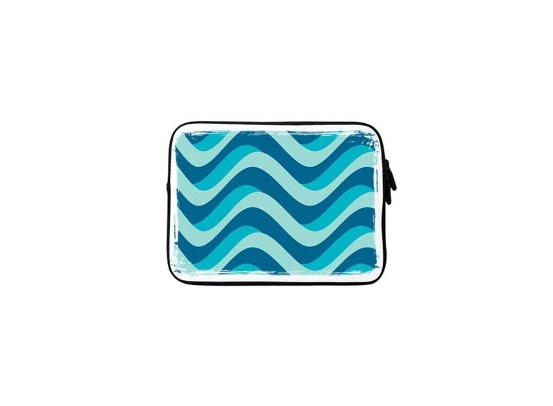 Stylizedd Blue Waves Premium Designer Sleeve With Strap For 15-Inch Laptop Blue/White/Black  - Image 1