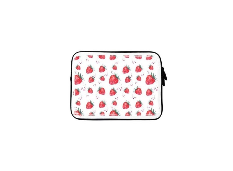 Stylizedd Dripping Strawberries Premium Designer Sleeve With Strap For 15-Inch Laptop Red/White/Green - Image 1