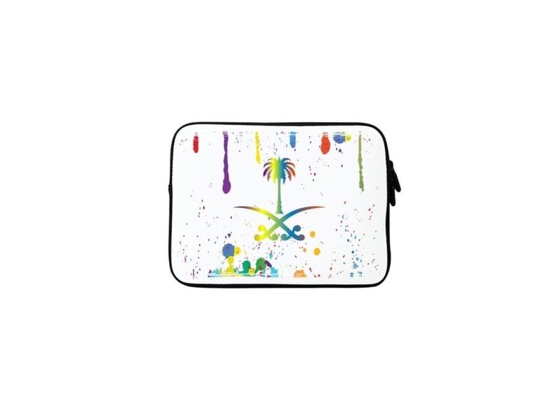 Stylizedd Colorful Saudi Premium Designer Sleeve With Strap For 15-Inch Laptop Multicolour  - Image 1