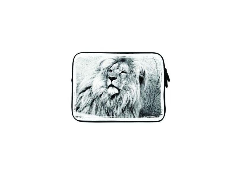 Stylizedd Wise Lion Premium Designer Sleeve With Strap For 15-Inch Laptop White/Grey/Black  - Image 1