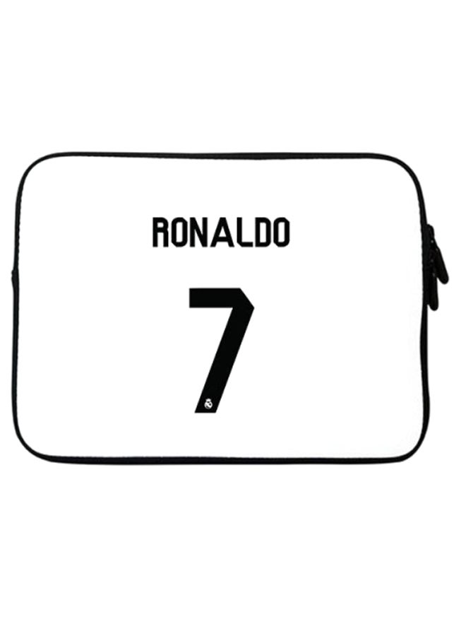 Stylizedd Ronaldo Real Jersey Printed Sleeve With Strap For 11-12-Inch Laptop White/Black  - Image 1