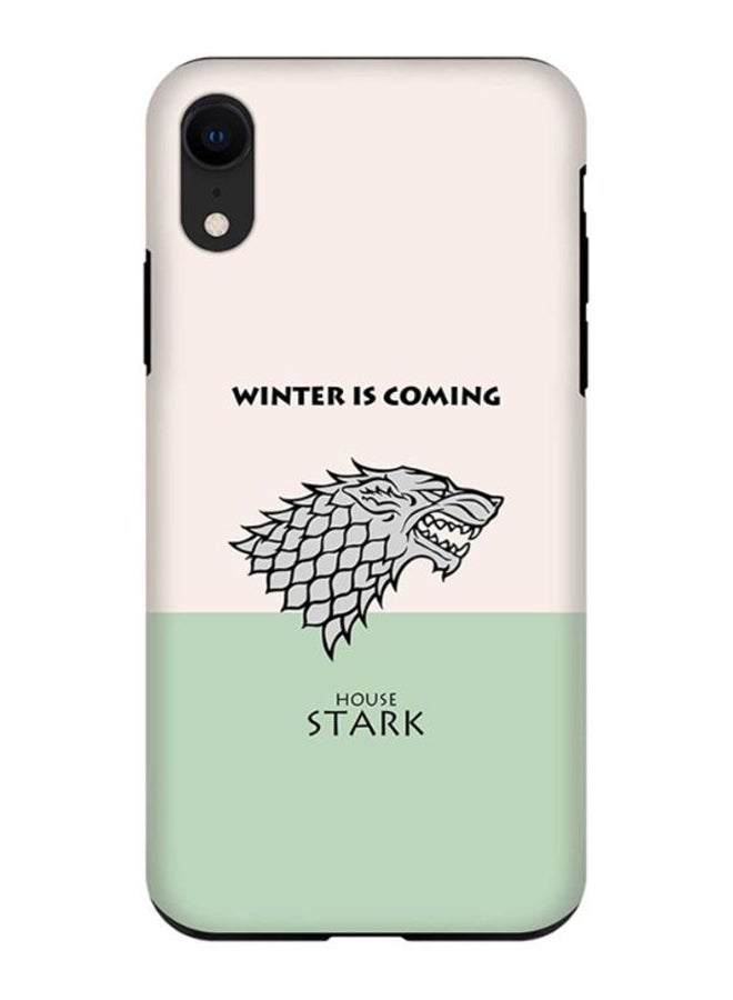 غطاء حماية بطبعة عبارة "House Stark" لهاتف أبل آيفون XR وردي/ أخضر