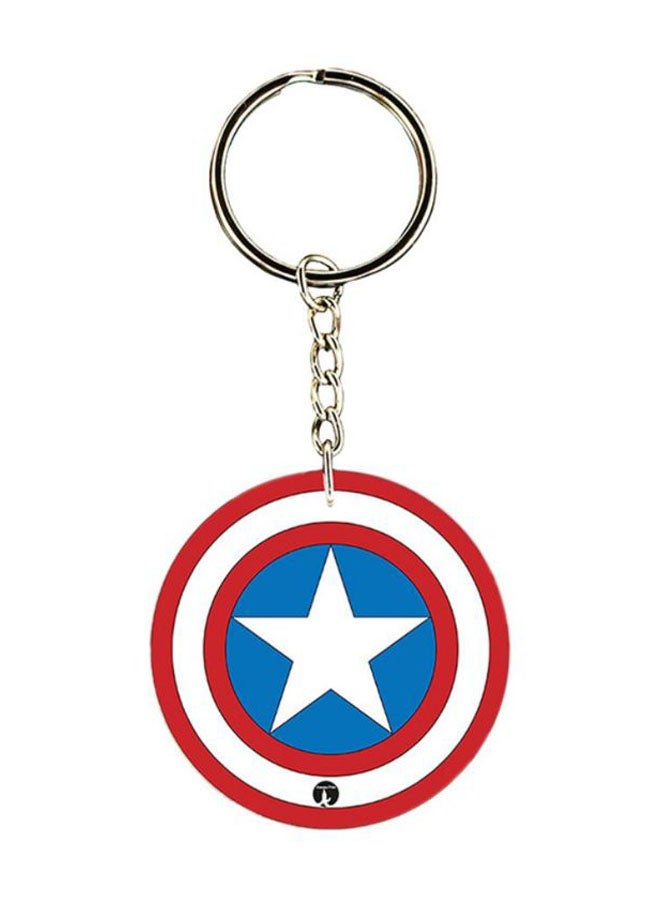 BP Double Sided Captain America Printed Keychain Red/White/Silver