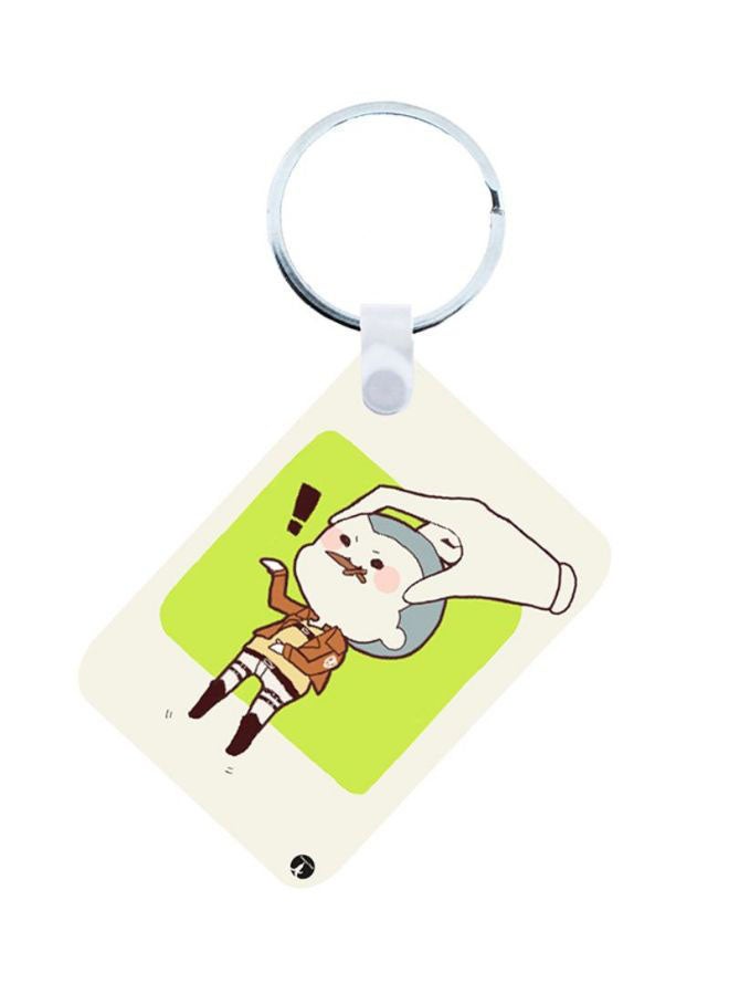 BP 2-In-1 Attack On Titan Printed Keychain And Necklace Green/White/Brown - Image 1