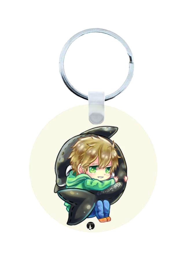 BP 2-In-1 Free Printed Keychain And Necklace Black/Green/Blue - Image 1