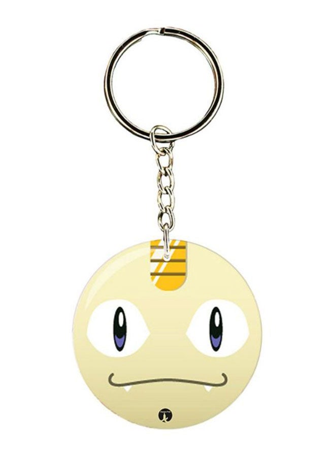 BP Double Sided Pokemon Printed Keychain Silver/Beige/Yellow