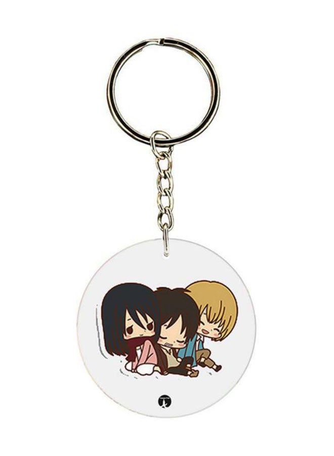 BP Double Sided Attack On Titan Printed Keychain Black/Yellow/Silver
