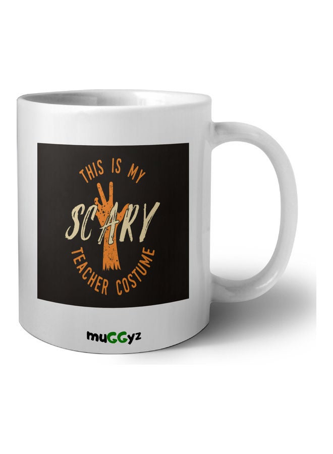 muGGyz Scary Printed Ceramic Coffee Mug White/Black/Orange  - Image 1