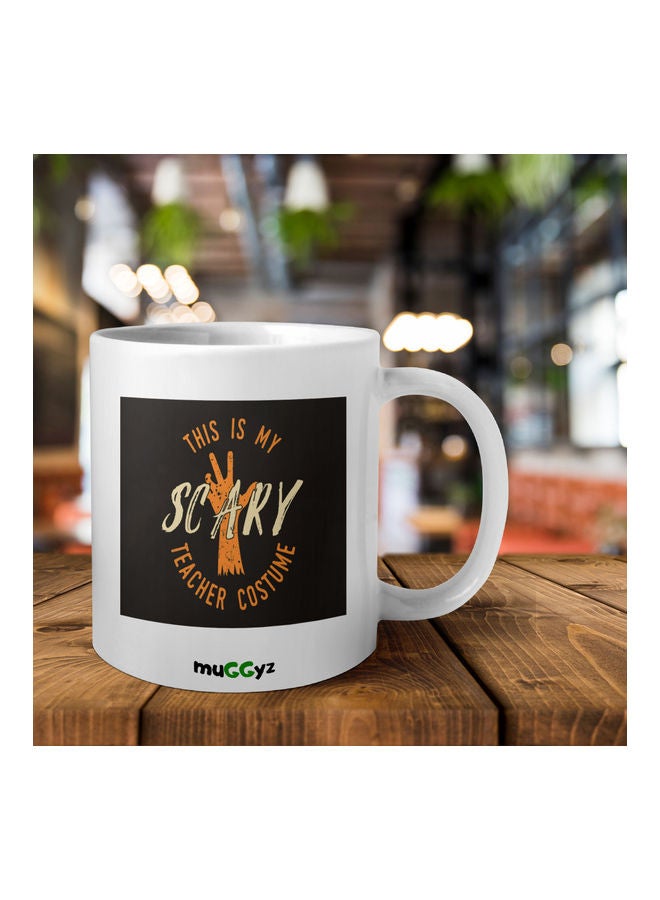 muGGyz Scary Printed Ceramic Coffee Mug White/Black/Orange  - Image 2