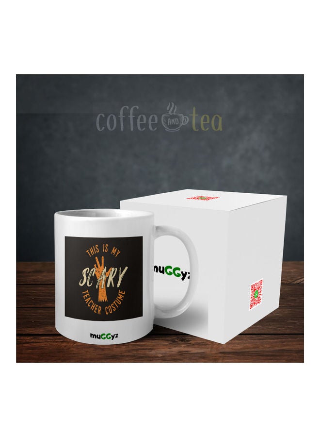 muGGyz Scary Printed Ceramic Coffee Mug White/Black/Orange  - Image 3