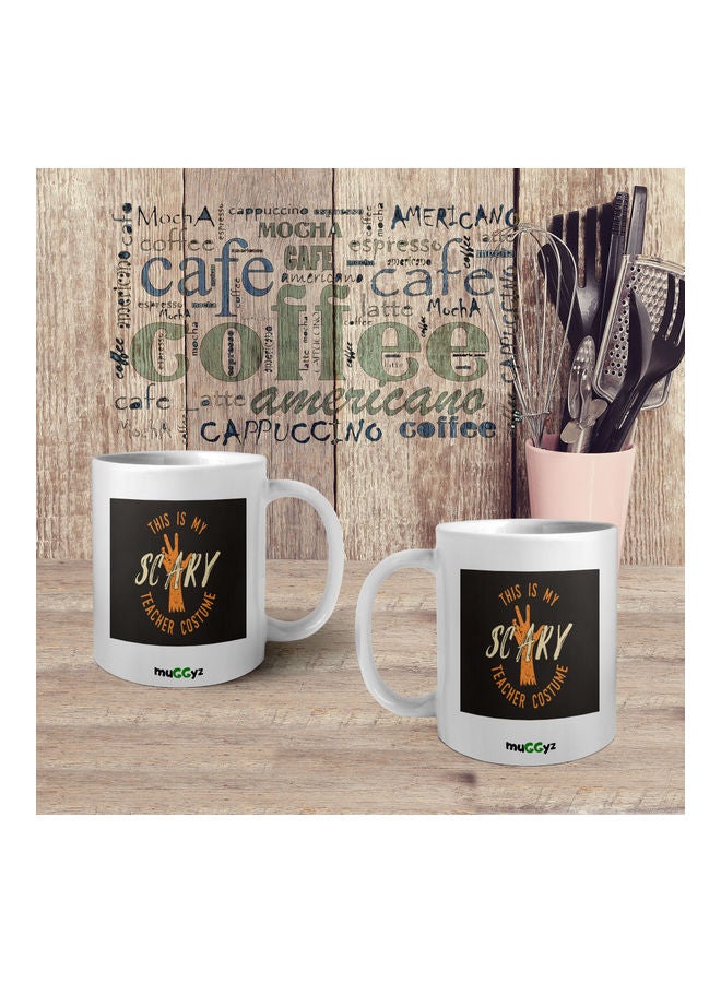 muGGyz Scary Printed Ceramic Coffee Mug White/Black/Orange  - Image 4