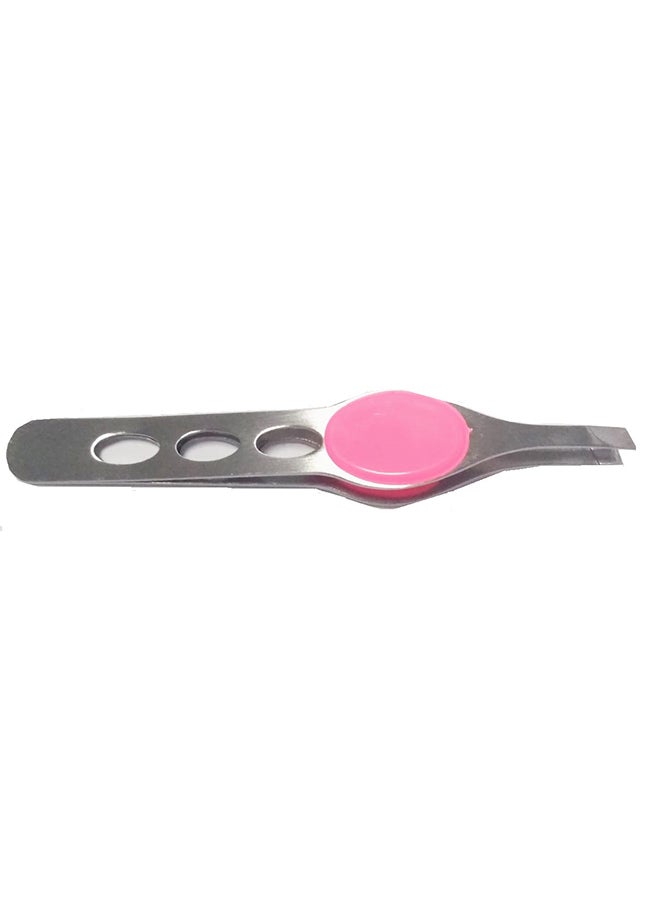 Generic Eyebrow Tweezer Silver/Pink 9.6cm 