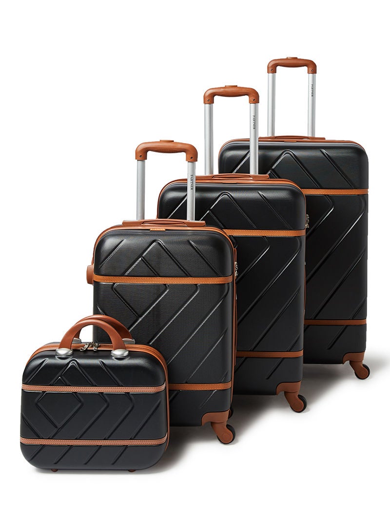 PK - 4 Piece Hardside Luggage Travel Trolley Bag Set Black - Image 1