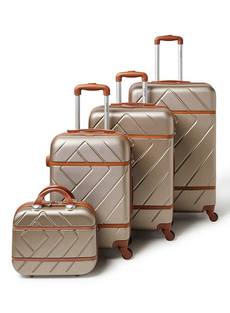 PK - 4 Piece Hardside Luggage Travel Trolley Bag Set Champagne - Image 1