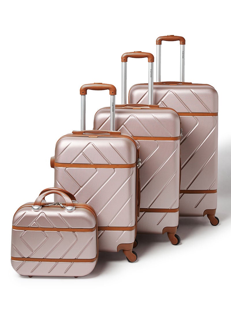 PK - 4 Piece Hardside Luggage Travel Trolley Bag Set Rose Gold - Image 1