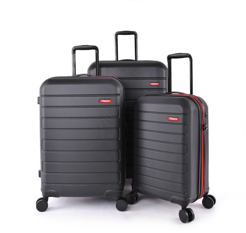 Track - 3 Piece Travel Trolley Bag Set Black - Image 1
