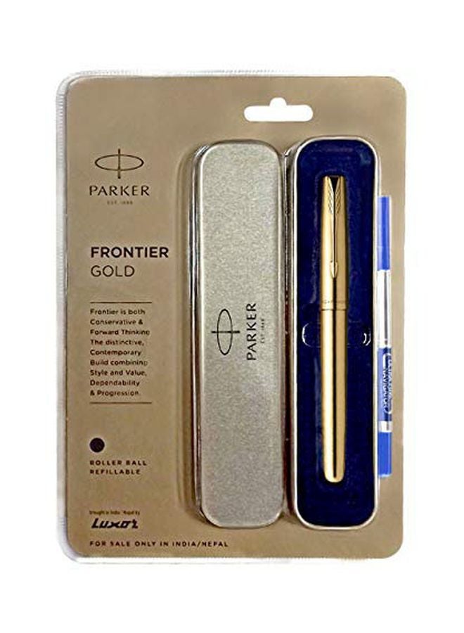 باركر قلم حبر جاف فرونتير برأس كروي مع عبوة إعادة تعبئة من قطعتين. ذهبي - Image 1