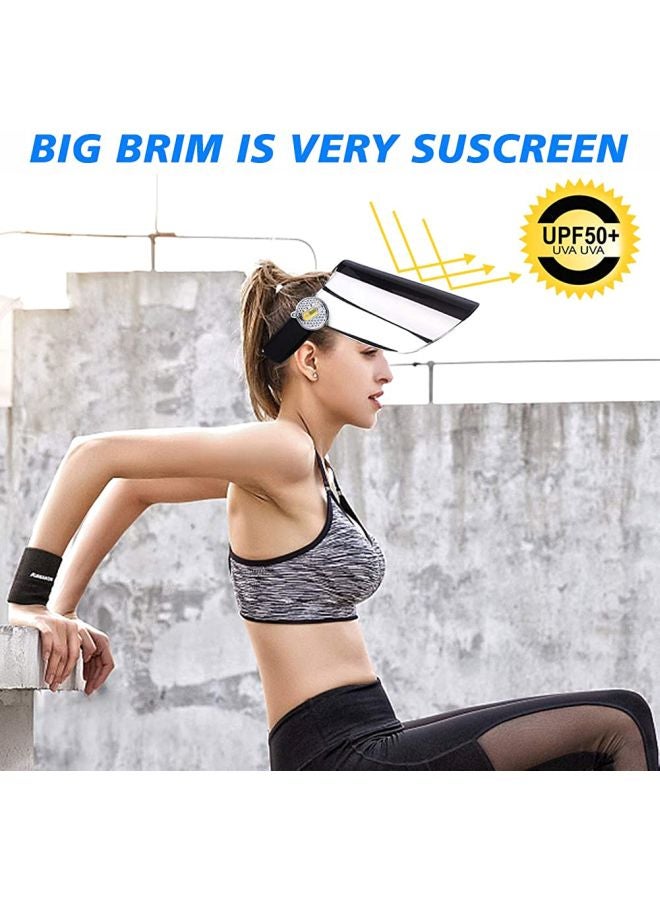 Rock Pow - Multi Use Headband Solar Face Shield Hat With 360° Rotation Black/White - Image 1