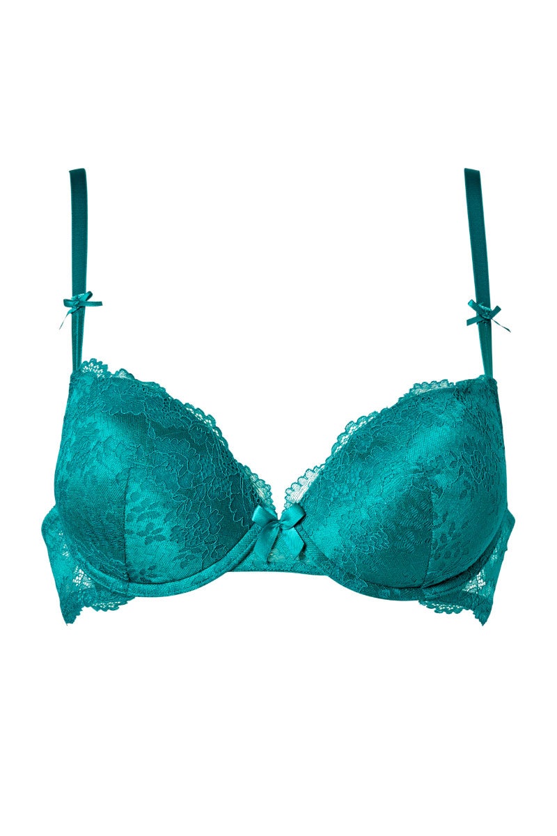 Nayomi Embroidered Gel Plunge Bra Green 