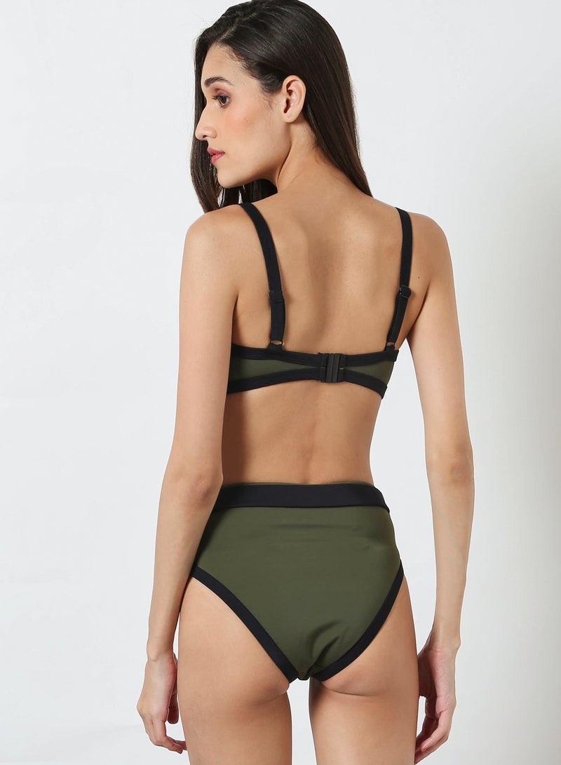 trendyol Contrast Binded Bikini Top Khaki  - Image 2