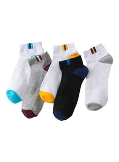 5 Pairs Of Colour Block Low Cut Socks Multicolour