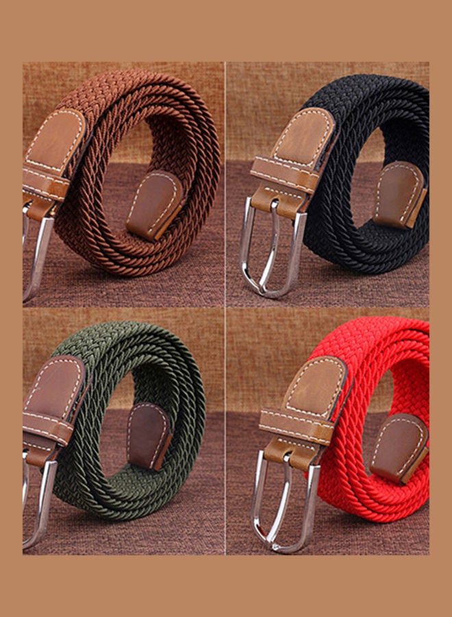 Generic - Men's Women's Canvas Plain Webbing Metal Buckle Woven Stretch Waist Belt Strap Multi-Color - Image 1