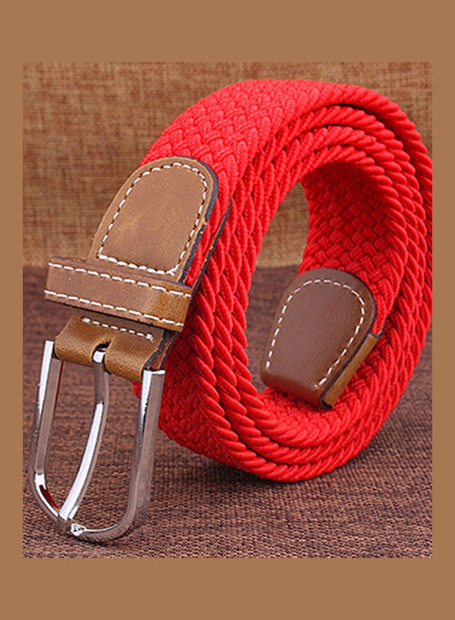 Generic - Men's Women's Canvas Plain Webbing Metal Buckle Woven Stretch Waist Belt Strap Multi-Color - Image 1