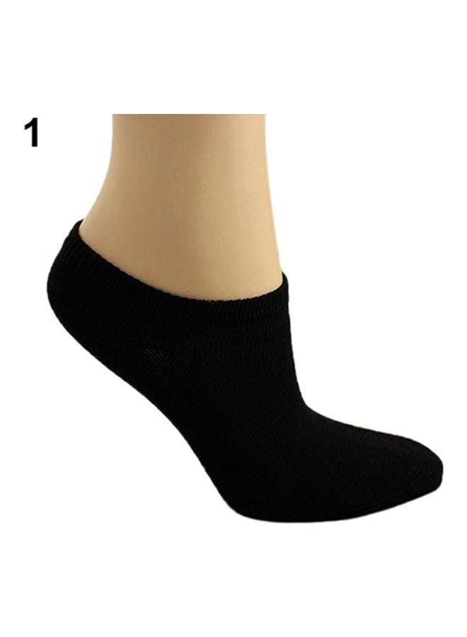 Lady 1 Pair Candy Color Ankle Socks Short Low Cut Crew Casual Sport Boat Socks Black - Image 1