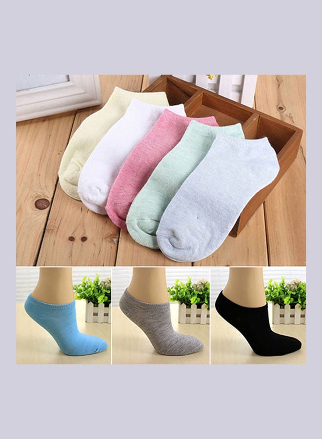 Lady 1 Pair Candy Color Ankle Socks Short Low Cut Crew Casual Sport Boat Socks Black - Image 3