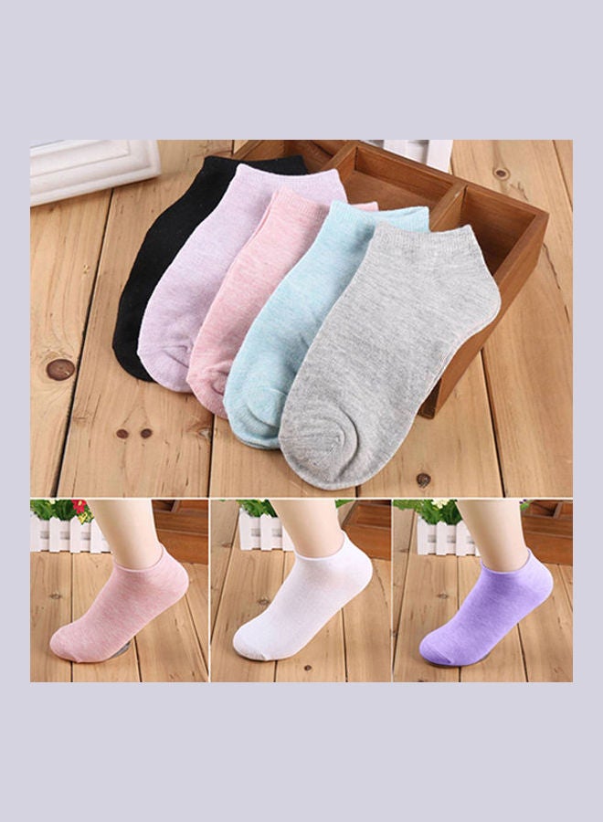 Lady 1 Pair Candy Color Ankle Socks Short Low Cut Crew Casual Sport Boat Socks Black - Image 4