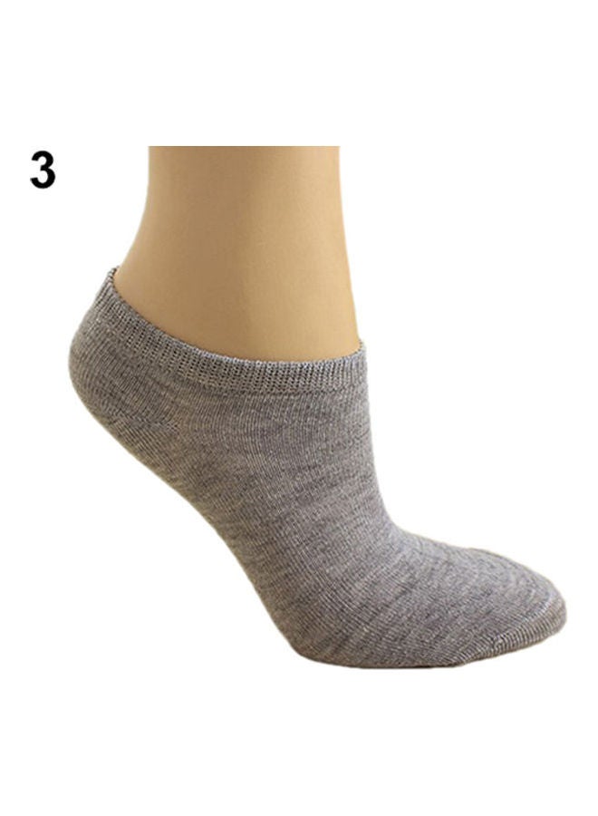 Lady 1 Pair Candy Color Ankle Socks Short Low Cut Crew Casual Sport Boat Socks Grey - Image 1